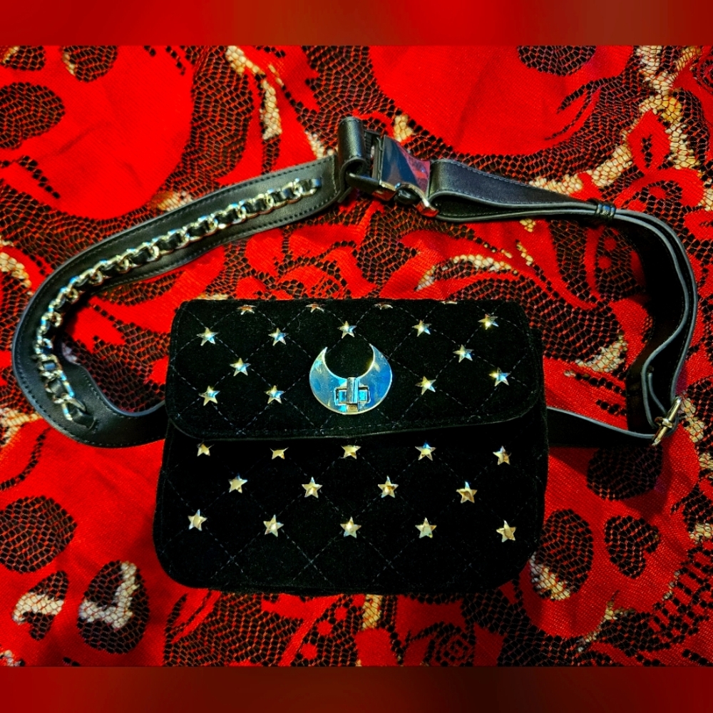 Killstar Silver Moon & Stars Bum Bag ⭐️ Purse Fanny Pack Gothic Concert Wear!